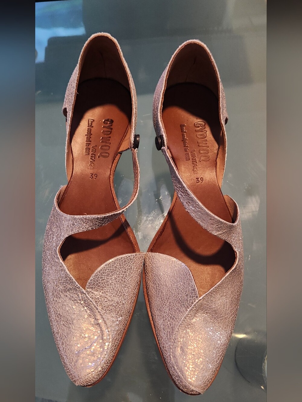 New CYDWOQ METALLIC  Women's Leather Pointed Toe shoes